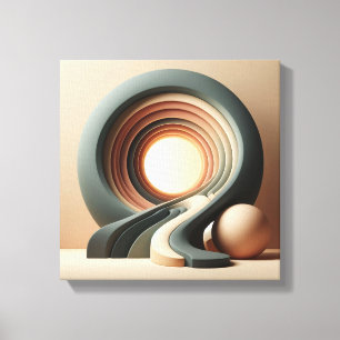 Curvy Surreal Abstract Art in Earth Tone Style Canvas Print