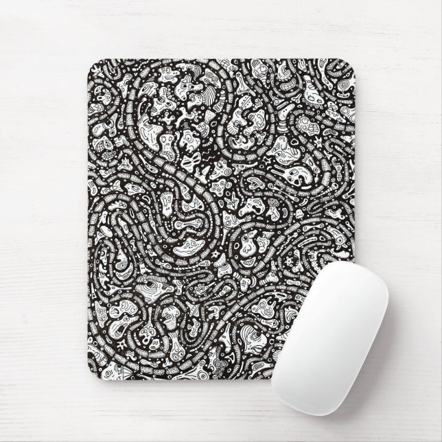 Curvy Twisty Cartoon Weird Faces Design Mouse Pad (With Mouse)