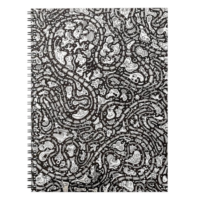 Curvy Twisty Cartoon Weird Faces Design Notebook (Front)