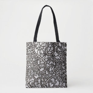 Curvy Twisty Cartoon Weird Faces Design Tote Bag