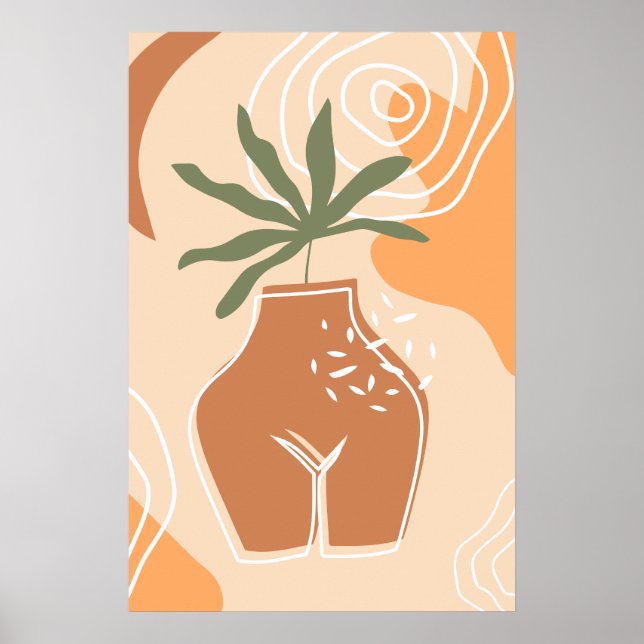 Curvy Vase Abstract Boho Art Print Poster  (Front)