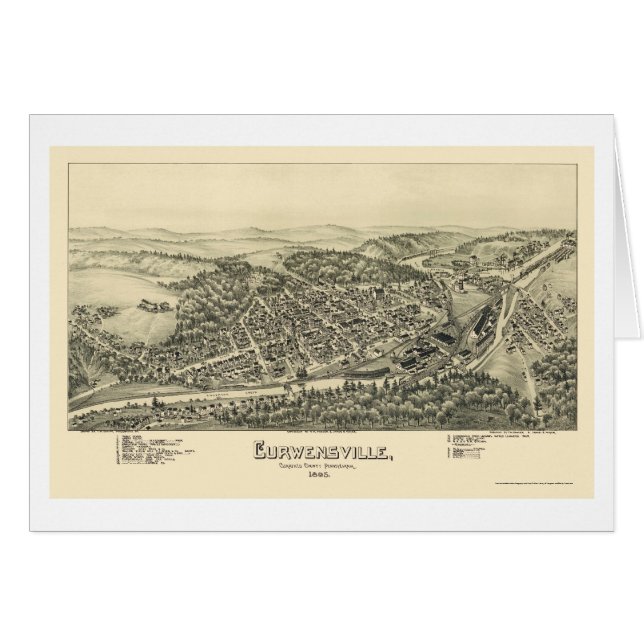 Curwensville, PA Panoramic Map - 1895 (Front Horizontal)