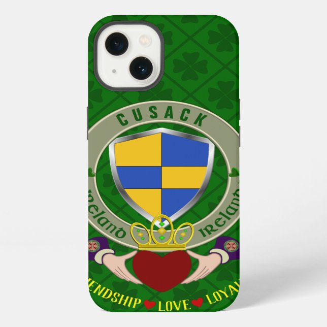 Cusack Irish Shield & Claddagh Personalized     iPhone Case (Back)