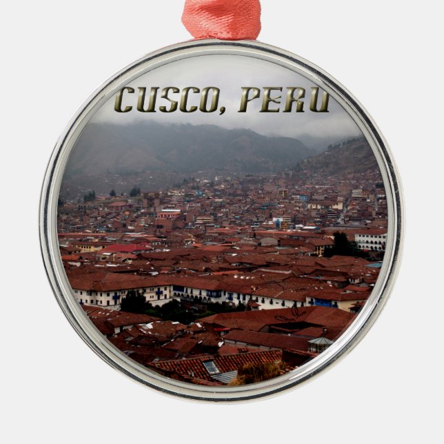 Cusco City Skyline Peru Metal Tree Decoration (Front)