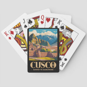 Cusco Peru Illustration Travel Art Vintage Playing Cards