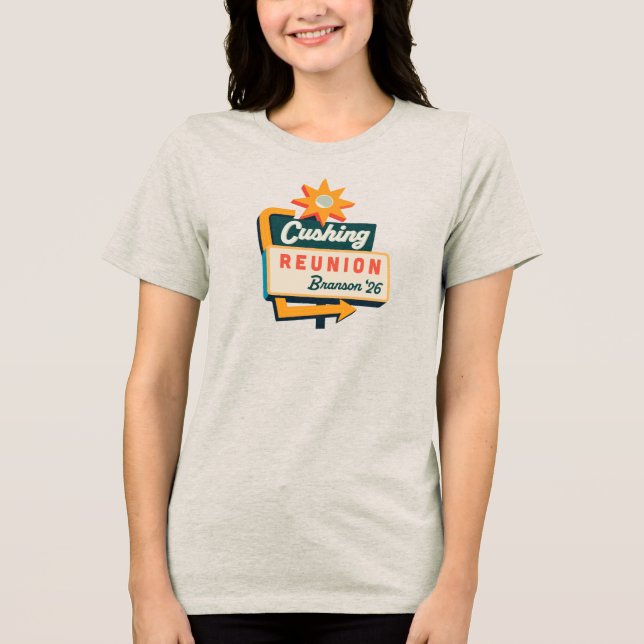 Cushing Reunion Roadside Sign - Dark Tri-Blend Shirt (Front)