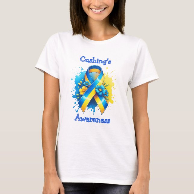 Cushing's Awareness Yellow and Blue Ribbon T-Shirt (Front)