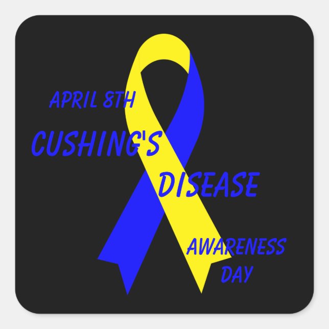 Cushing's Disease Awareness Ribbon by Janz Black Square Sticker (Front)