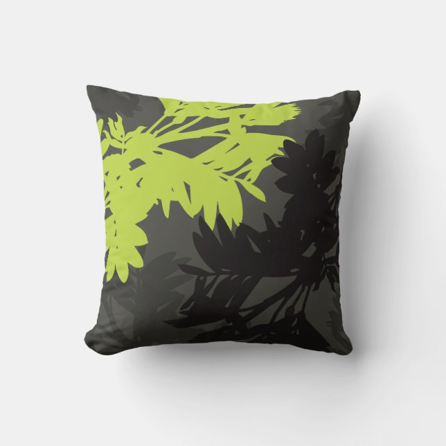 Cushion Green Foliage Lime and Gray (Front)