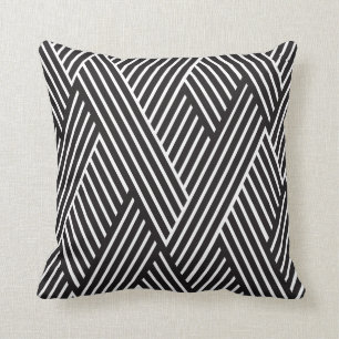 Cushion Pillow Crossed Lines Black