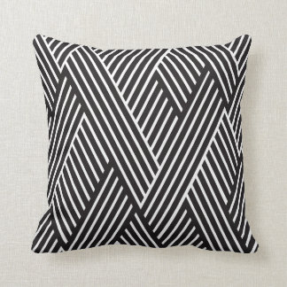 Cushion Pillow Crossed Lines Black