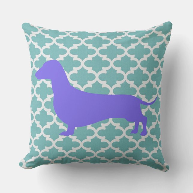 Cushion - Purple Silhouette Dachshund (Front)