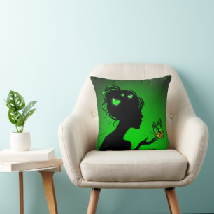 Cushion The woman butterflies green
