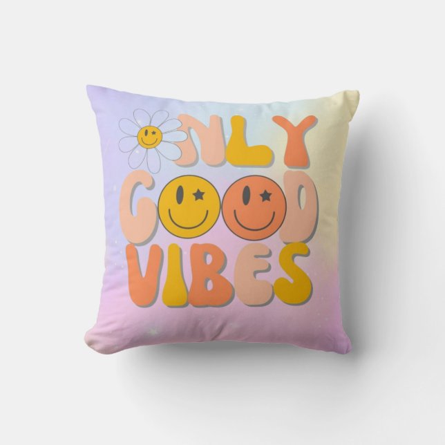 cushion to decorate with phrase only good vibes (Front)