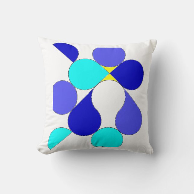 Cushion with blue and yellow geometrical reason (Front)