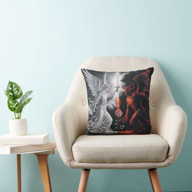 Cushion with print good vs evil (Chair)