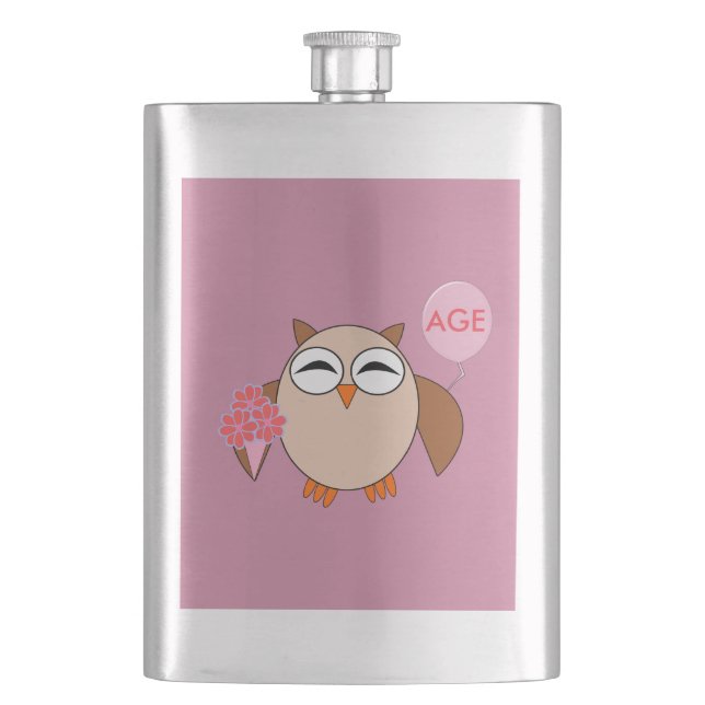 Cusom Age Birthday Owl Flasks (Front)