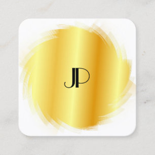 Cusom Gold Look Modern Elegant Monogram Template Square Business Card