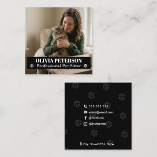 Cusotm Photo Chic Square Pet Sitter Business Card