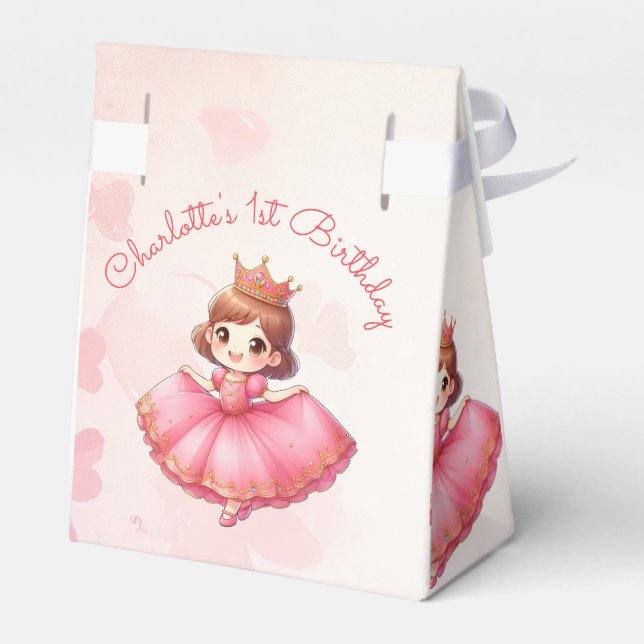 Custamisable Pink Princess Favour Box (Back Side)