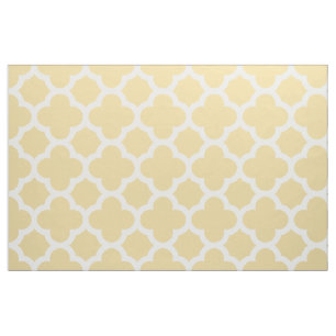 Custard Cream Classic Quatrefoil Pattern Fabric
