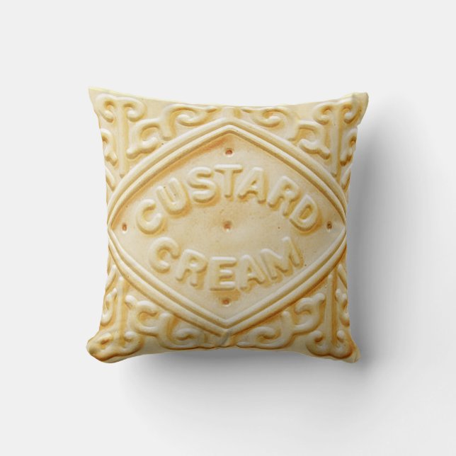 custard cream retro biscuit cookie cushion pillow (Front)