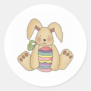 custbunstripeeeggg classic round sticker