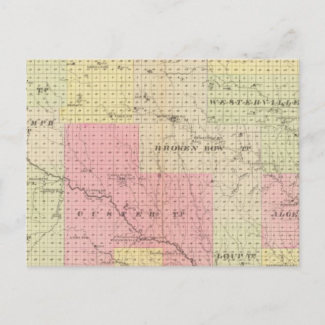 Custer and Logan County, Nebraska Postcard (Front)