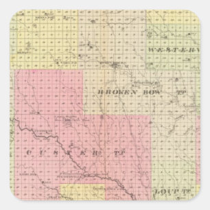 Custer and Logan County, Nebraska Square Sticker