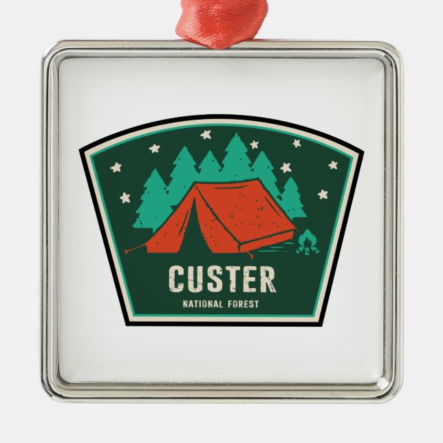 Custer National Forest Camping Metal Tree Decoration (Front)