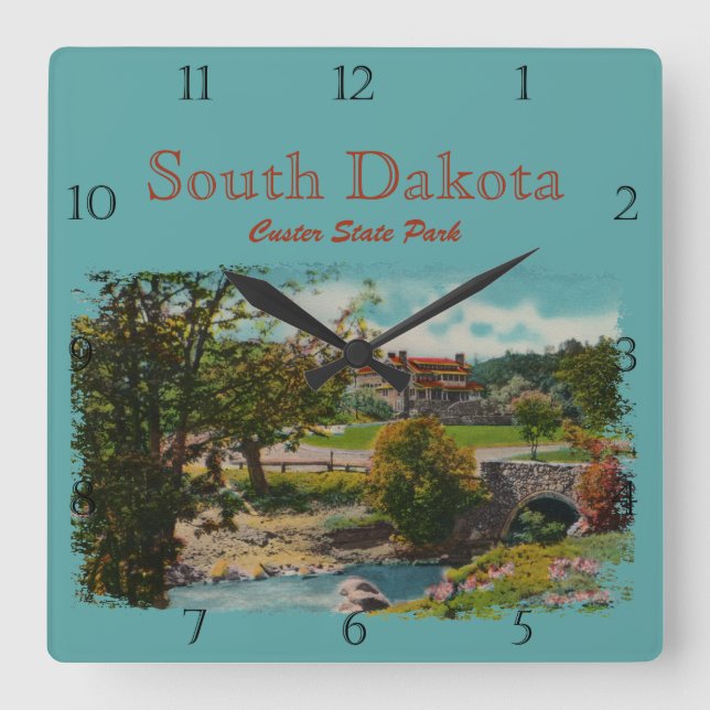 Custer State Park Game Lodge Custom Square Wall Cl Clock (Front)