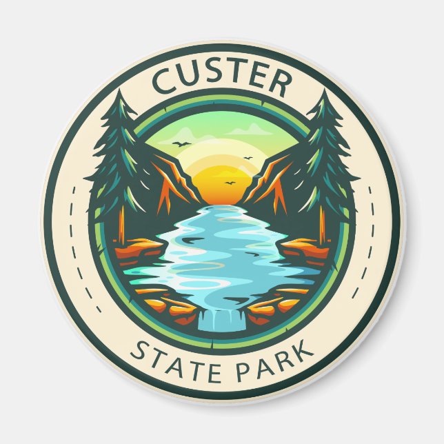 Custer State Park South Dakota Badge Magnet (Front)
