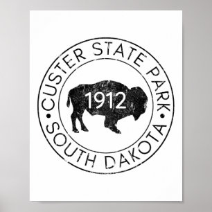 Custer State Park South Dakota Buffalo Hiking Trav Poster