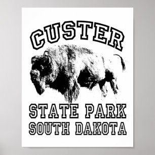Custer State Park South Dakota Buffalo Nature Hiki Poster