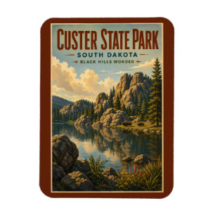 Custer State Park South Dakota Illustration Travel Magnet