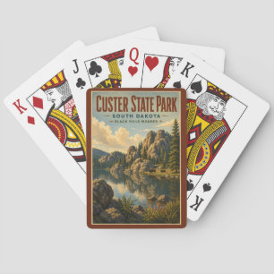 Custer State Park South Dakota Illustration Travel Playing Cards