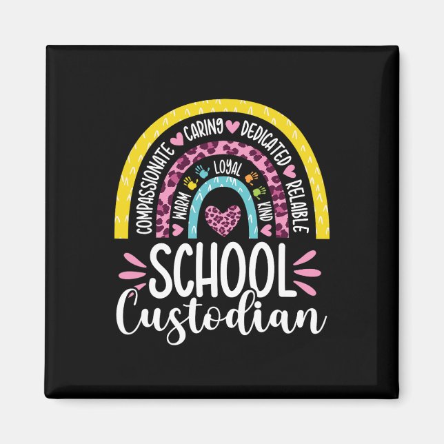 Custodian Battery Life School Janitor Rainbow  Magnet (Front)