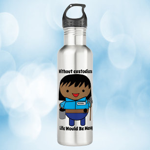 Custodian Janitor Black Female Kawaii 710 Ml Water Bottle