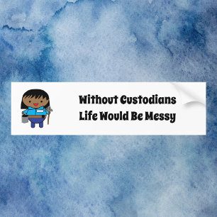 Custodian Janitor Black Female Kawaii Bumper Sticker