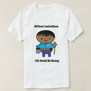 Custodian Janitor Black Funny Personalise T-Shirt