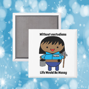 Custodian Janitor Women Black Kawaii Personalise Magnet