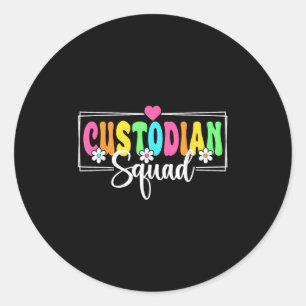 Custodian Squad Back To School Teachers Students  Classic Round Sticker