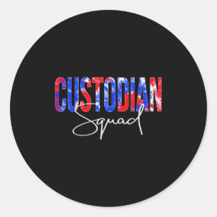 Custodian Squad Tie Dye Back To School Women Appre Classic Round Sticker