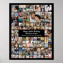Custom 100 Pictures Photo Collage 100th Birthday