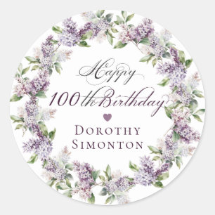 Custom 100th Birthday Purple Lilac Envelope Seal