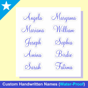 Custom 10 First Names   Calligraphy Stickers 