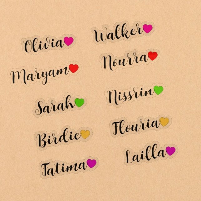 Custom 10 PCs Waterproof - Transparent Name Heart (custom transparent decals
)