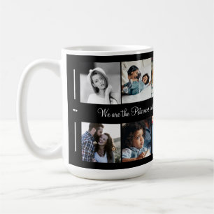 Custom 10 photo collage your text family black coffee mug