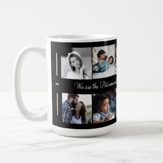 Custom 10 photo collage your text family black coffee mug