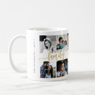 Custom 10 photo collage your text family script coffee mug